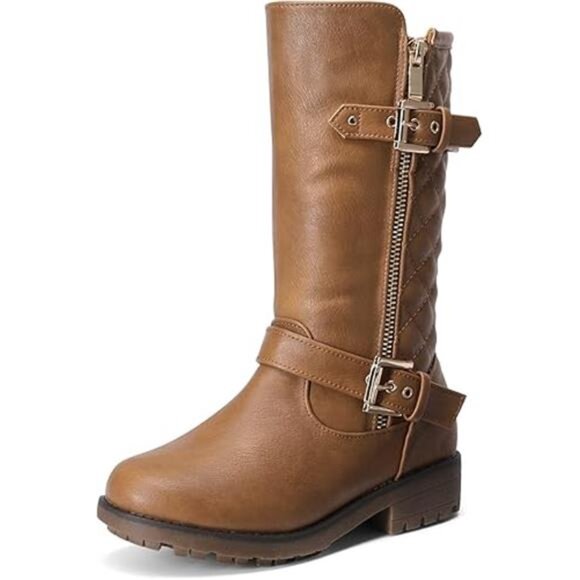 Girls Faux Fur Lining Knee High Winter Motorcycle Riding Boots Toddler/Kids - Picture 6 of 6